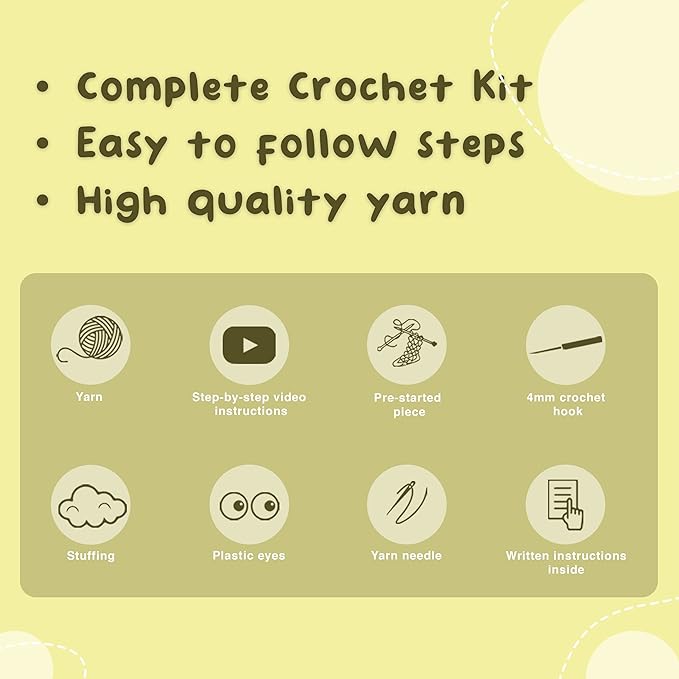 Panda Crochet Kit for Beginners & Adults | DIY Yarn Project for Couples, Teens & Animal Lovers | Complete Kit w/ Hook, Pattern, Step-by-Step Video & Written Guides | Fun Creative Gift (Ages 15+)