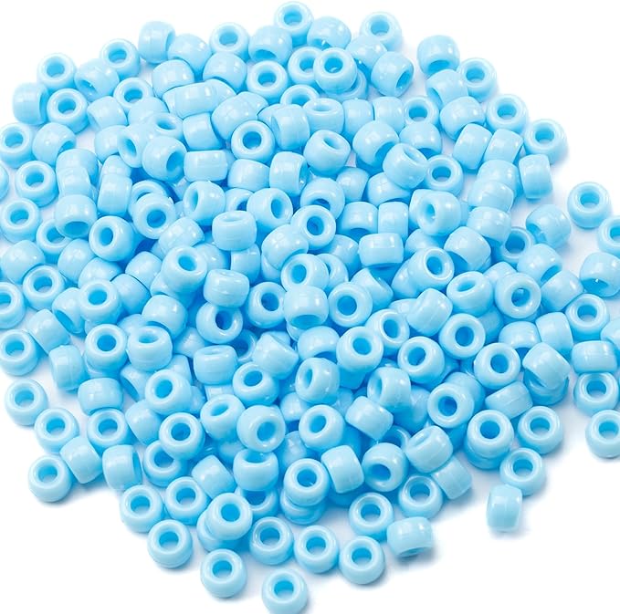 Gxueshan 1000 Pcs Blue Acrylic Pony Beads 6x9mm Bulk for Pens Friendship Bracelet Necklace Jewelry Making Earring Hair Braiding Kandi Beads