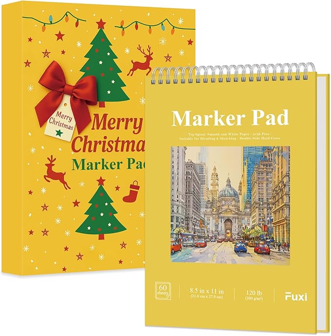fuxi marker pad sketchbook 8.5 x 11, 60 sheets marker paper pad, 120lb/200gsm paper for alcohol markers, art gifts for adults.