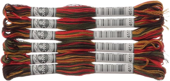 DMC 517-4511 Embroidery Floss Cotton 4511 Green/Red/Yellow, 8 Metres
