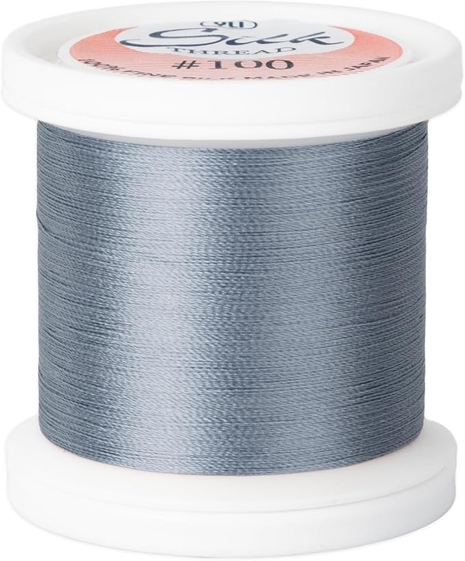 YLI Threads Silk Thread – 100 wt Fine Japanese Silk for Appliqué, EPP, and Quilting - Slate Blue
