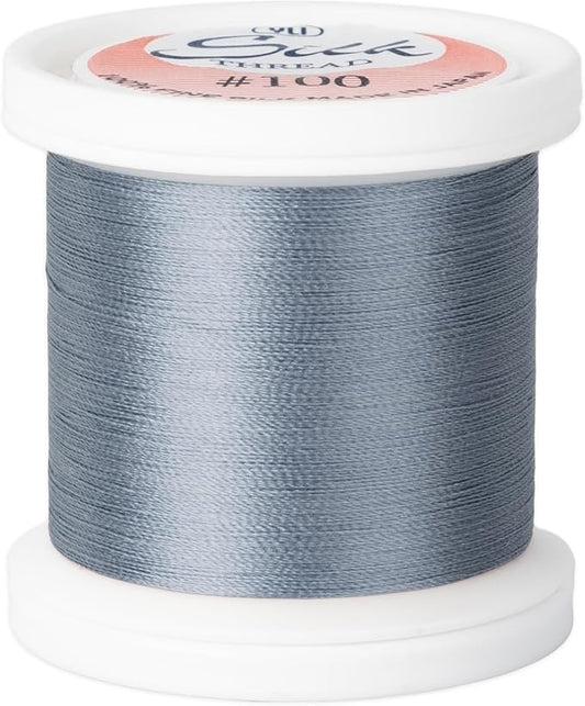 YLI Threads Silk Thread – 100 wt Fine Japanese Silk for Appliqué, EPP, and Quilting - Slate Blue