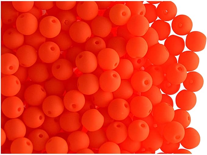 SCARA 600 pcs Czech Glass Round Beads 0.16 inches (4mm), Warm NEON (UV Active) Glass Beads for Jewelry and Bracelets Making, Beads for Bracelets, Bead kit Warm NEON Mix
