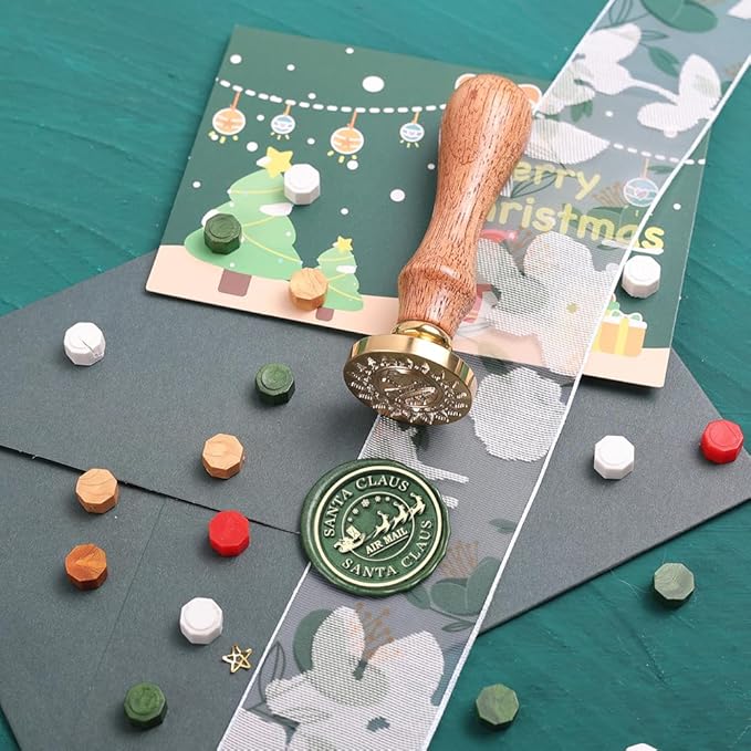 WUERLIN Christmas Wax Seal Stamp,Santa Claus Wax Seal Stamp with Deep Engrave Great for Decoration Christmas Cards New Year Envelopes Sealing (Santa Claus)