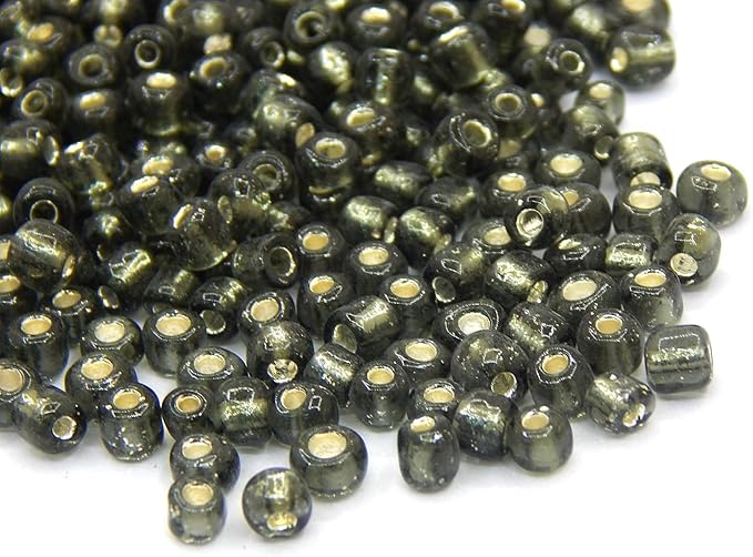 Perlin Glass Seed Beads 4mm 6/0 Round 1100pcs Mini Small Pony Spacer Beads Kit for Jewelry Making Earrings Bracelets Pendants Waist DIY Handmade (Grey Silver Inside)