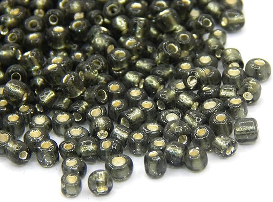 Perlin Glass Seed Beads 4mm 6/0 Round 1100pcs Mini Small Pony Spacer Beads Kit for Jewelry Making Earrings Bracelets Pendants Waist DIY Handmade (Grey Silver Inside)