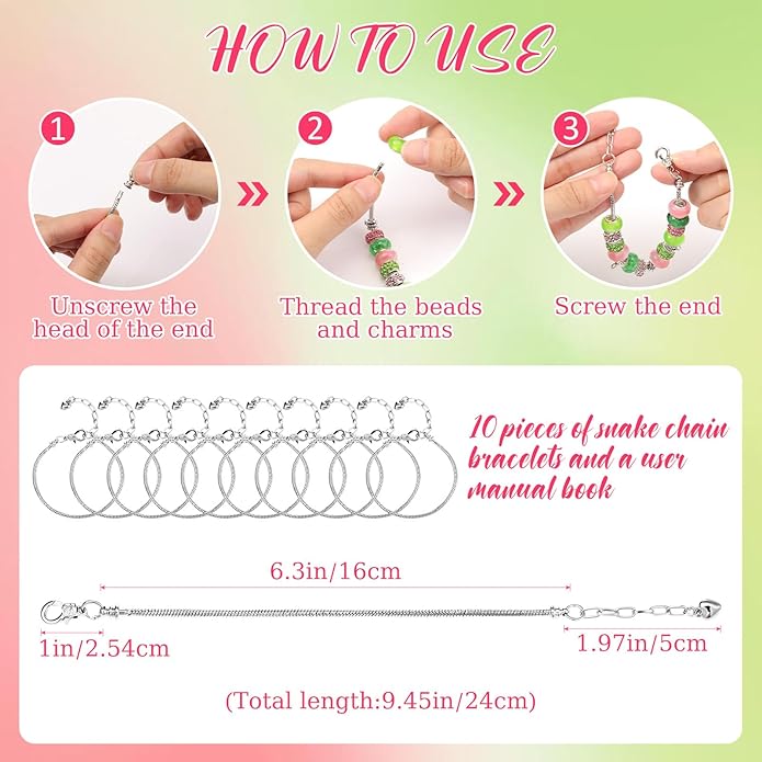 Batiyeer 237 Pcs Sorority Gifts for Women, DIY Sister Pink and Green Bracelets Making Kit, Paraphernalia Sorority Gifts for Women Sister Lady Greek Crystal Charm Sparkling Dress Accessory