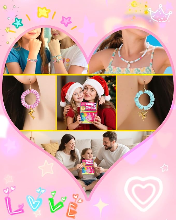 LovelyMoon Clay Beads Bracelet Making Kit 6000Pcs Preppy Flat Beads for Friendship Bracelet Jewelry Making Kit for Beginner Arts and Crafts Gifts for Teen Girls Kids Ages 6 7 8 9 10 11 12