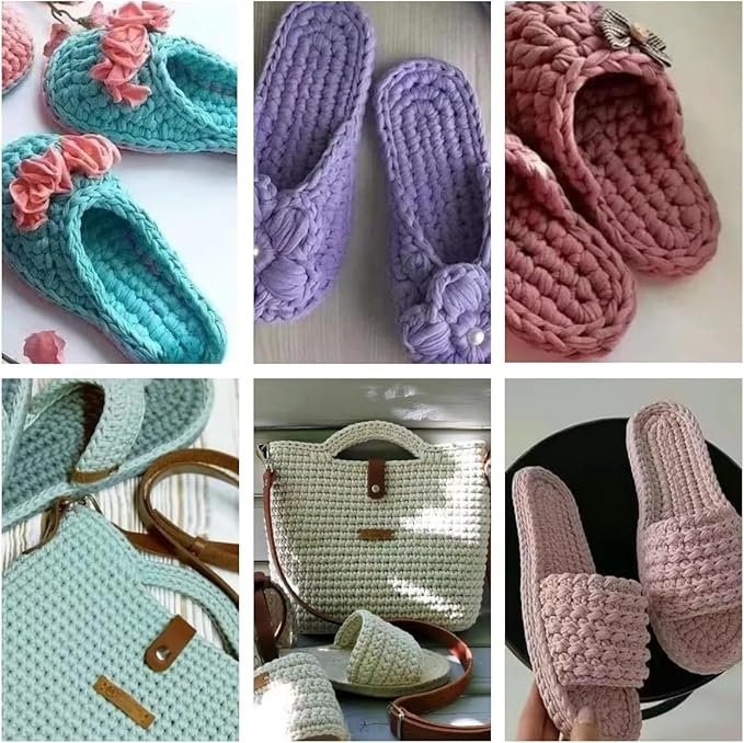 2 Pack 270g Polyester Blanket Yarn t Shirt Yarn Tshirt Yarn for Crochet t-Shirt Yarn Fabric Yarn T-Shirt Crochet Yarn for DIY Knitting Crochet Cloth Blanket Bag Dolls (Coffee) (Green)