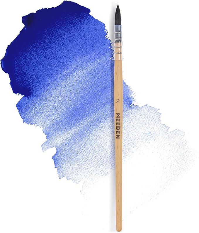 MEEDEN Watercolor Brushes Professional - Synthetic Squirrel Hair Artist Paint Brushes Set with Beech Wood Handle Great for Artists Hobbyists Size 2
