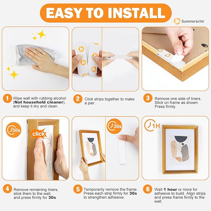 XL Picture Hanging Strips Heavy Duty, 40 Strips Damage Free Removal Picture Hangers for Wall, Sticky Hook & Loop Adhesive Strips for Poster/Picture/Home/Office, 20 Pairs/X-Large, White