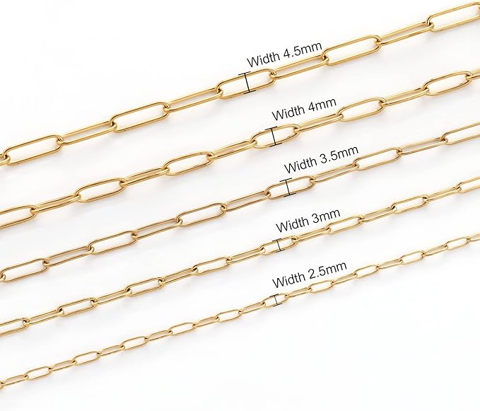 16.4 feet necklace chains for jewelry making, gold plated stainless steel chains bulk for diy necklace bracelet pendant supplies