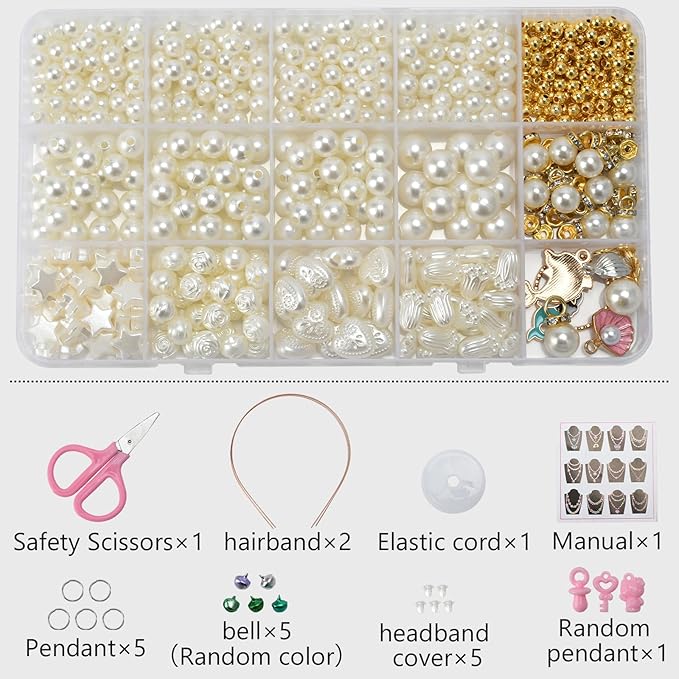 DIY Pearl Bracelet Making Kit-640pcs Real Shell Pearls & Starter Tool Set,Jewelry Craft Supplies for Women,Creative Beading Kit with Storage Box-Ideal for Birthday,Party Favors（640PCS）
