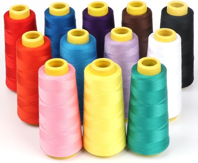 AK TRADING CO. 4-Pack Periwinkle All Purpose Sewing Thread Cones (6000 Yards Each) of High Tensile Polyester Thread Spools for Sewing, Quilting, Serger Machines, Overlock, Merrow & Hand Embroidery