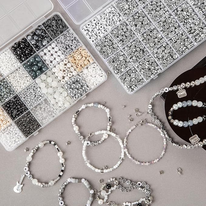 Goldwise Friendship Bracelet Kit 2 Boxes-3814 Pcs New Album Inspired Music Bracelet Making Kits with Glass Seed Beads Clay Beads Pearl Beads and A -Z Letter Beads with Charms for Bracelet Making Gift