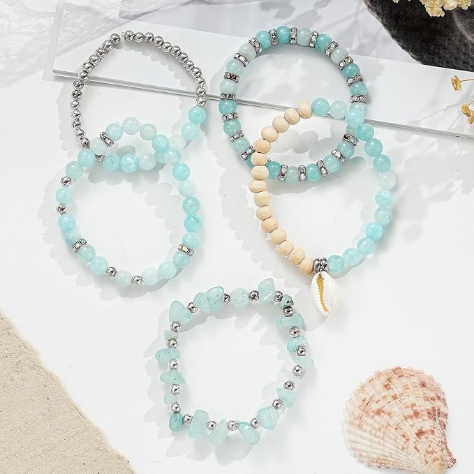 Xyliise Bracelet Making Kit Natürliche Perlen Set for Adults Beads for Bracelets Silver Jewelry Making Supplies DIY Jewelry Necklace Earrings (CZ006-Light Blue)