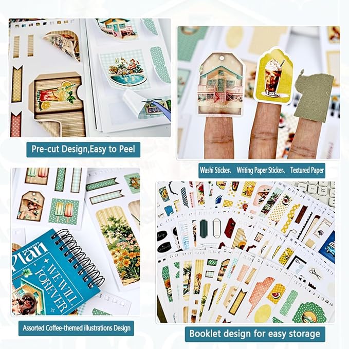 50 Sheets Precut Summer Vintage Scrapbook Stickers Book for Adults, Ephemera for Junk Journal Supplies, Antique Decorative Collage Stickers for Journaling, Scrapbooking, Scrap Book, Craft Arts