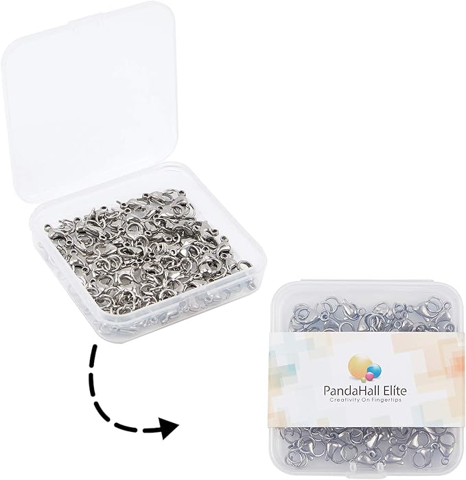 PH PandaHall 120 pcs 7mm 304 Stainless Steel Jump Rings with 60pcs Lobster Claw Clasps for Earring Bracelet Necklace Pendants Jewelry DIY Craft Making, Stainless Steel Color