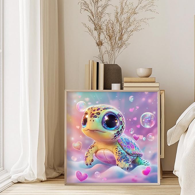 GEEHEIY Sea Turtle Diamond Art Kits for Kids, 5D Turtle Diamond Painting Kits for Adults Beginner, DIY Animal Gem Art Dots for Adults, Perfect for Home Wall Decor 14x14 Inch