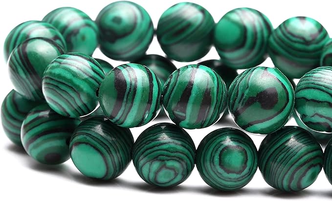 youngbling natural gemstone beads for jewelry making,10mm green malachite polished round smooth stone beads for bracelet necklace 15 inch