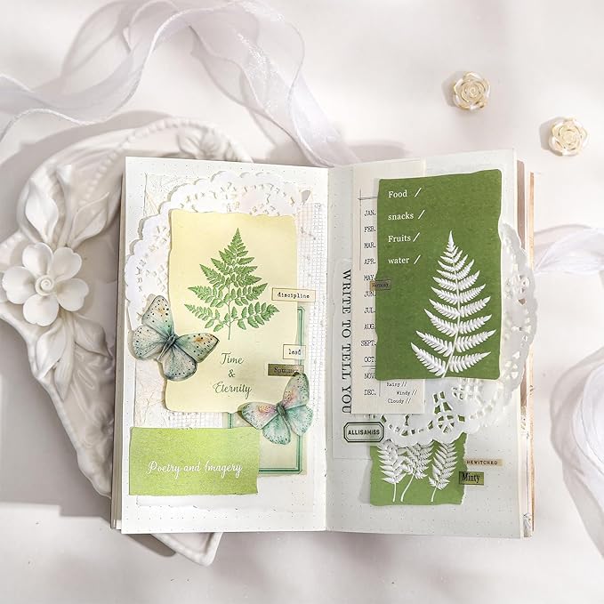 60Pcs Botanical Verses Scrapbook Decorative Paper Set, Embossed Aesthetic Craft Paper Small Notes 6 Color Themes for Scrapbooking Junk Journaling Card Embellishment Planner Diary Gift Tags Non-Sticky