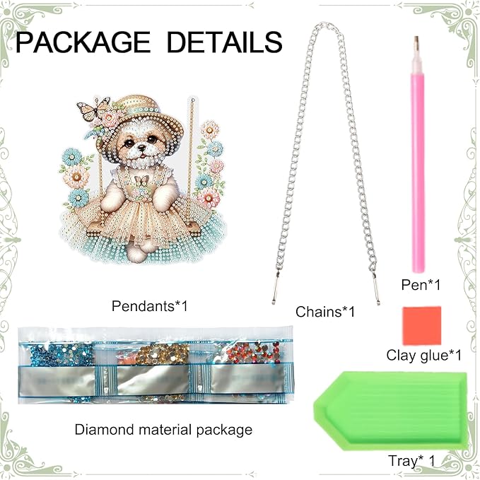 Tontut 5D DIY Diamond Art Painting Pendant kit, Swing Skirt Puppy Special Shape Hanging Crystal Window Pendant kit, Adult Gift Home Curtains, Yard Entrance Decoration