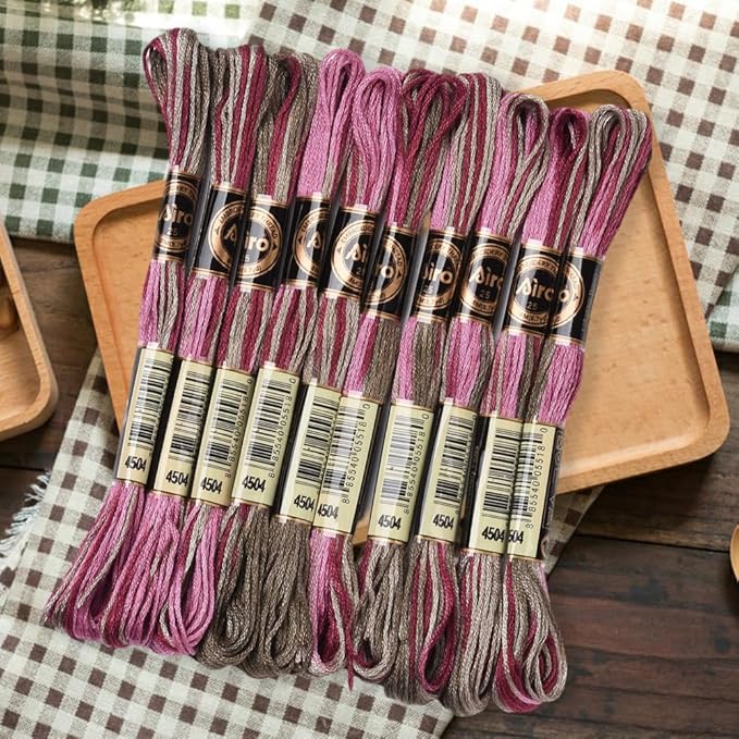 6 Strands Cross Stitch Threads Embroidery Floss Thread Bulk Purple Variegated Friendship Bracelet String Polyester Threads for Jewelry Making Sewing Cross Stitch Craft Knitting DIY Supplies