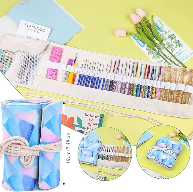 Zlulary 116 PCS Crochet Hooks Sets, Ergonomic Crochet Hooks Kits with Storage Bag and Crochets Needle Accessories, DIY Crochets Needles Kit for Beginners and Experienced Crochet Hook Lovers