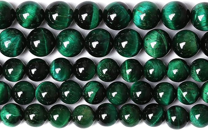 61PCS 6mm Top AAA Green Tiger Eye Beads Natural Stone Round Loose Beads for Jewelry Making DIY Bracelet,Necklace, Earrings 15" Inch