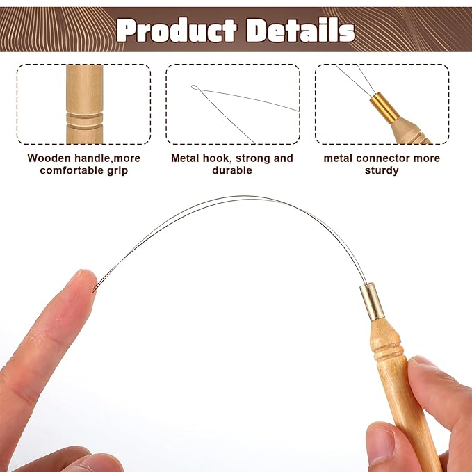 Sibba 10pcs Hair Extension Loop Threader Tools, Needle Threader Wire Pulling Hook Tool, Hair Crochet Latch Hook Bead Device Tool for Link Rings Beads Braid Hairs Tinsel, Feather Extensions Supplies