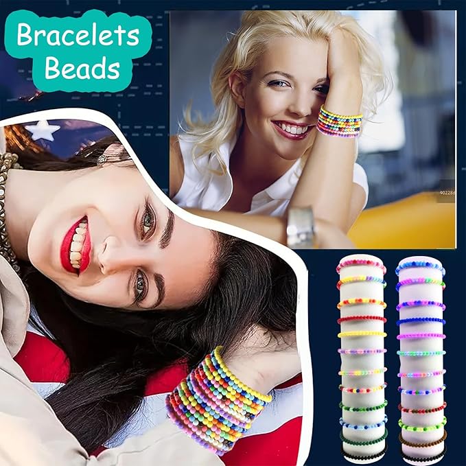 4800Pcs 4mm Acrylic Round Beads for Jewelry Making, 24 Colors Rainbow Round Beads for Bracelets Making Kit Candy Color Plastic Bubble Gum Beads Pastel Loose Beads Bulk for DIY Necklace Crafts