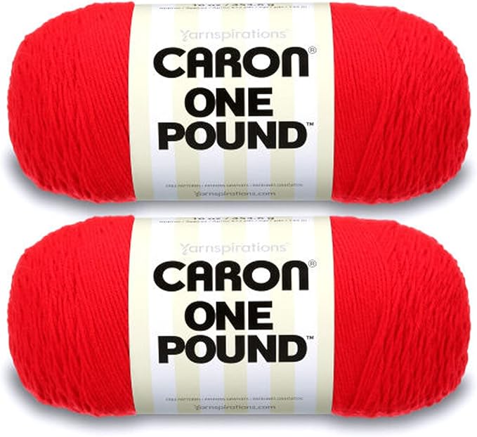 Caron One Pound Scarlet Yarn - 2 Pack of 454g/16oz - Acrylic - 4 Medium (Worsted) - 812 Yards - Knitting/Crochet