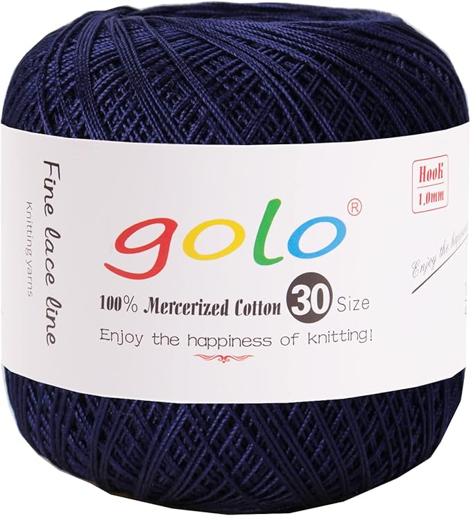 golo Crochet Thread Size 30 Yarn for Hand Knitting Size 30 Dark Blue 335