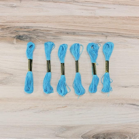 embroidery floss pack – 6 skeins, 8.7 yards each – sky blue embroidery floss for needlework, diy bracelets, crafting, weaving