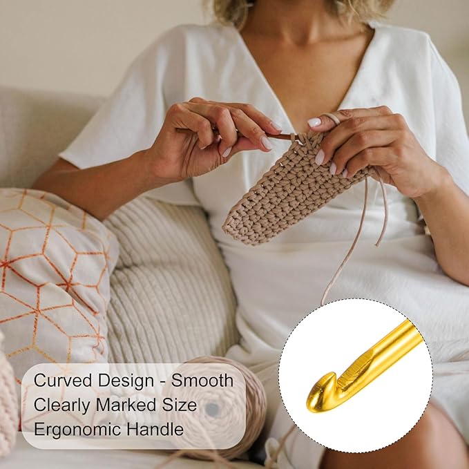 uxcell Aluminum Crochet Hook 3.5mm US Size E (Size 4) Knitting Needles for DIY Craft Yarn Orange 10Pcs