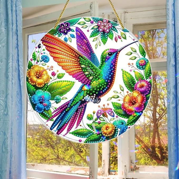 POETRYDRAW DIY Hanging Diamond Art Pendant Kit Bird, Special Crystal Diamonds Painting Ornament for Adults, 5D Diamond Art Suncatchers Double Sided Board Gem Painting Box Kit