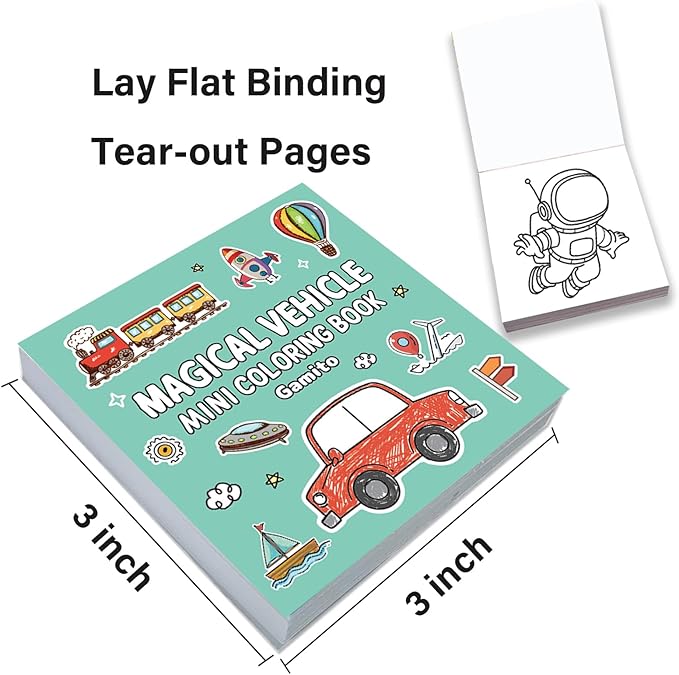 Mini Coloring Book for Adults, 2-Pack Travel Small Coloring Books, Pocket Size Adults Relaxation Coloring Books Stress Relief Adult Mini Coloring Book (Vehicle & Space Planet)
