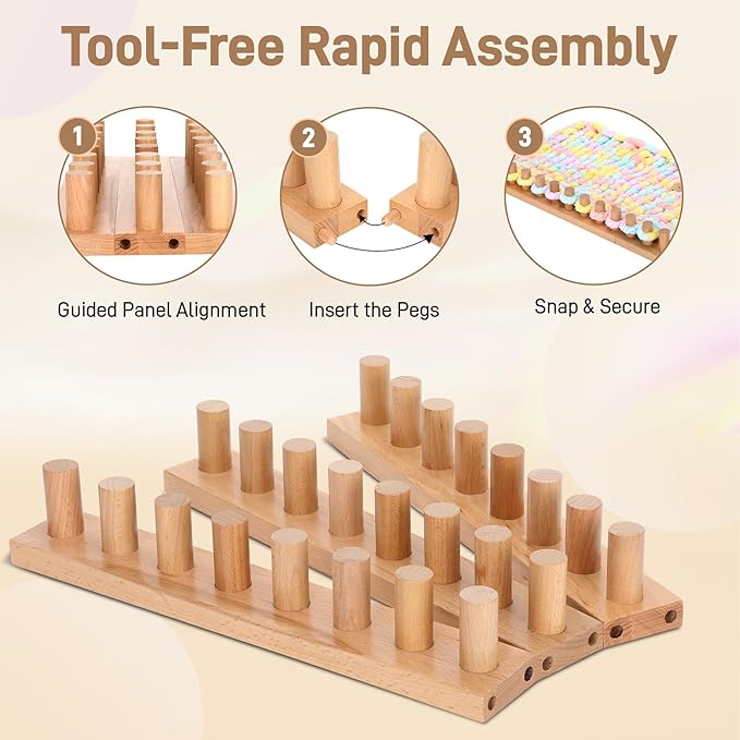 Sienson 63" Chunky Knitting Loom for Blanket Making – Adjustable Wood Frame, Portable DIY Hand Knitting Kit for Beginners, Reusable Blanket Loom for Bulky Yarn Crafts & Gifts