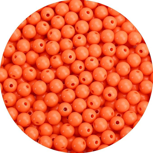 bonny boxx 1000pcs 6mm smooth orange-red acrylic round beads, plastic resin bubblegum balls chunky gumball beads for necklace and bracelet making, crafting supplies