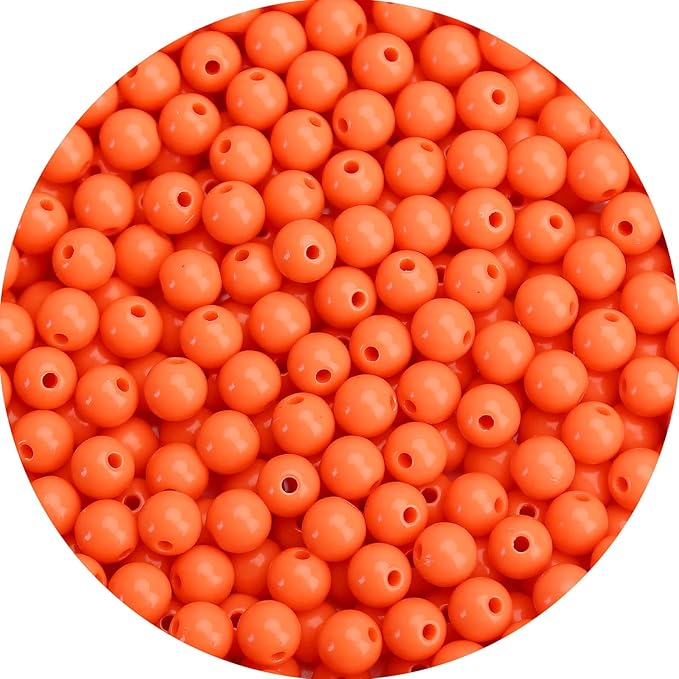 bonny boxx 100pcs 12mm smooth orange-red acrylic round beads, plastic resin bubblegum balls chunky gumball beads for necklace and bracelet making, crafting supplies