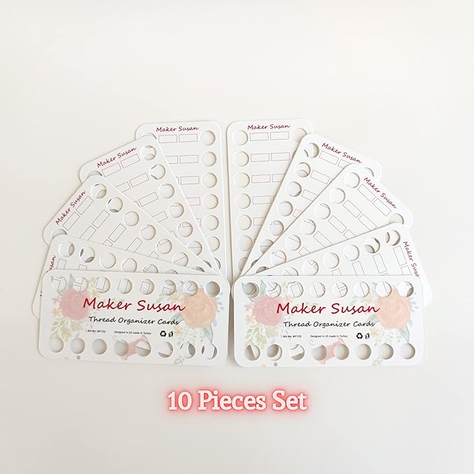 10 Pack Embroidery Thread Organizer Cards, Embroidery Floss Organizer Holder 16 Positions Cross Stitch Per Bobbin for Thread, Embroidery Floss Bobbin Cardboard, Thread Keeper, DIY Storage
