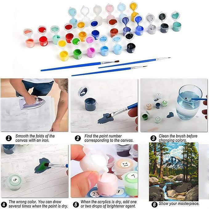 Mountain Paint by Numbers Kit for Adults Beginners, Landscape Adult Paint by Number Kits On Canvas, DIY Acrylic Oil Painting Kits for Beginners, Color by Number Adult for Home Wall Decor 16x20Inch