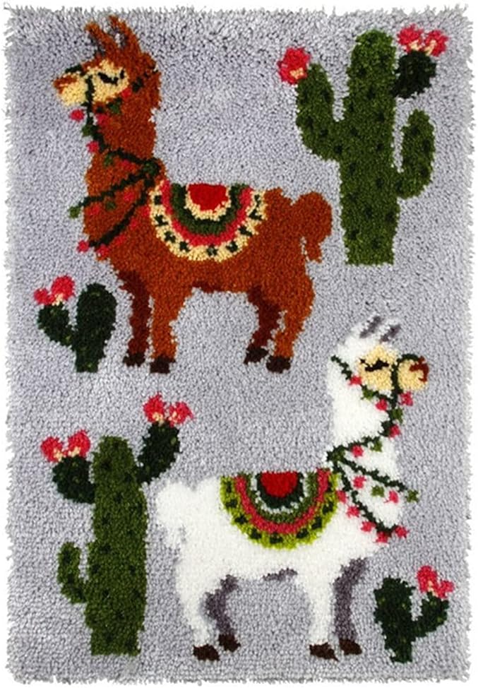 DIY Latch Hook Kits Horse Throw Carpet Embroidery Cover Rug Pattern Color Printed Canvas 52x38cm, Crochet Needlework Crafts for Kids and Adults