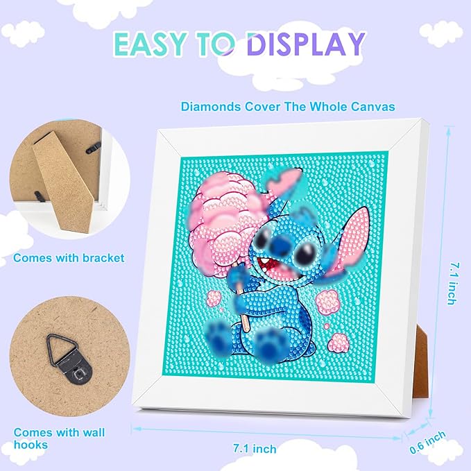 Diamond Art Kits for Kids - Arts and Crafts for Kids Ages 8-12 - Diamond Art Painting with Wooden Frame - Crafts for Kids Ages 4-8 - GEM Art for Girls Boys Adults Beginners Home Wall Decor Gifts