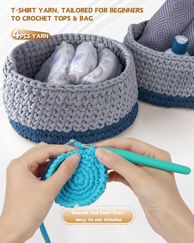 Katech 400g T-Shirt Yarn for Crocheting, 130yds Elastic Fabric Crochet Spaghetti Yarn for Hand DIY Bag & Basket Cushion Crocheting Projects, Home Decor (Light-Kahki)