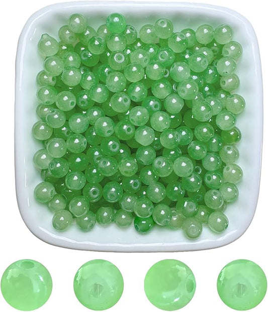 6mm Round Glass Beads for Jewelry Making, 900Pcs Glass Seed Beads for Bracelets, DIY Crafts (Green)