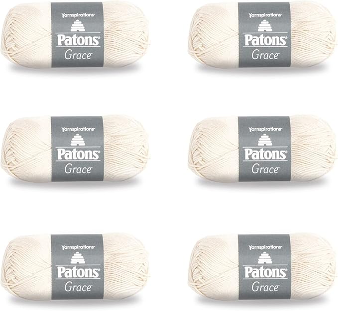 Patons Grace Natural Yarn - 6 Pack of 1.75oz/50g - Cotton - 3 DK - 136 Yards - Knitting/Crochet