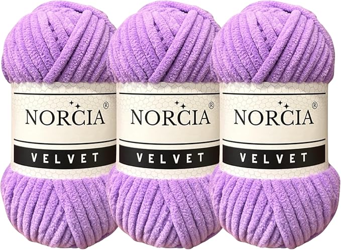 Soft Velvet Yarn Chenille Yarn for Crocheting Super Bulky 3X100g (3X74.3 yds) Baby Blanket Yarn for Knitting Amigurumi Yarn for Crochet Weaving Craft (Lavender, 3 Skeins)
