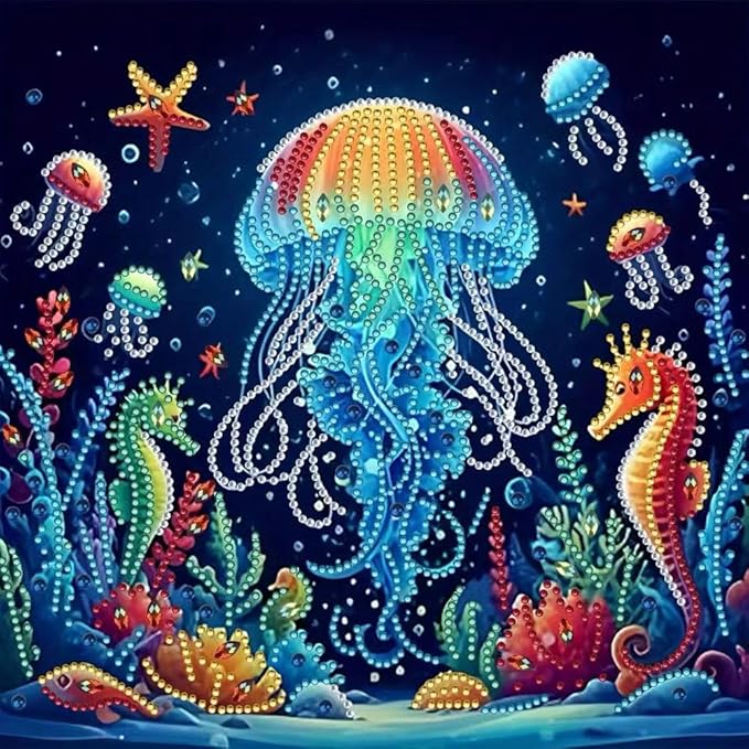 ZQEATRY Jellyfish Special Shape Diamond Art Kits for Adults,5D Diamond Painting Kits for Adults Beginner,DIY Diamond Dots Art Crystal Rhinestones Painting Kits for Home Wall Decor 11.8 X 11.8inch
