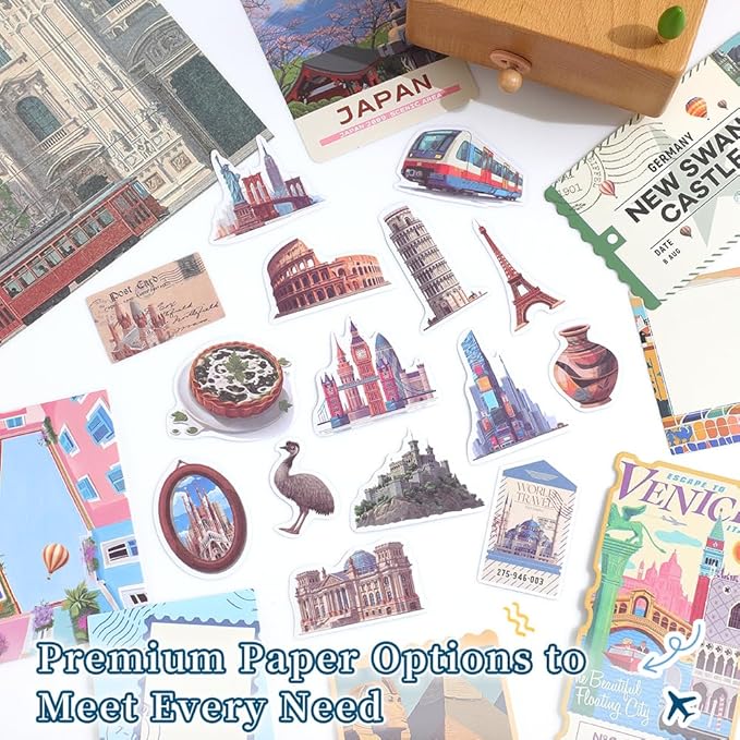 icceemee Scrapbooking Supplies Kit, Travel Diary Theme Scrapbooking Kit for Bullet Junk Journaling, Stationery, A6 Grid Notebook, Flower DIY Journaling Supplies, Birthday Craft Gift for Teen Girls